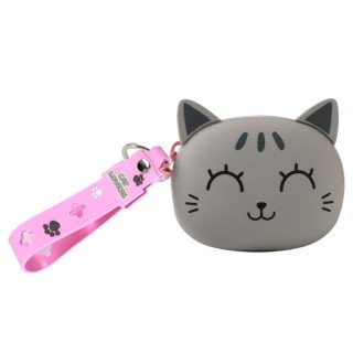 Porta Moedas Silicone Gatinho Cinza