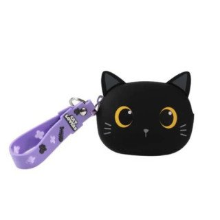Porta Moedas Silicone Gatinho Preto