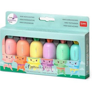 Conjunto de 6 Mini Marcadores Cor Pastel Cenouras - Legami