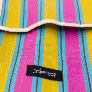 Tote Bag às Riscas - Amarelo, Azul e Roxo