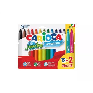 Marcadores de Feltro Jumbo - 12 Unid. + 2 Grátis - Carioca