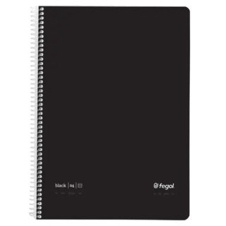 Caderno Espiral A4 Capa preta Pautado - Fegol