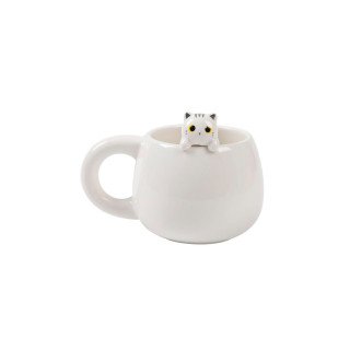 Caneca em Cerâmica Charm Gato Branco 450ml