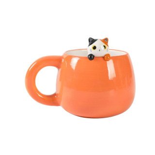 Caneca em Cerâmica Charm Gato Laranja 450ml