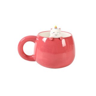 Caneca de Ceramica Charm Unicornio  iTOTAL Rosa 450Ml