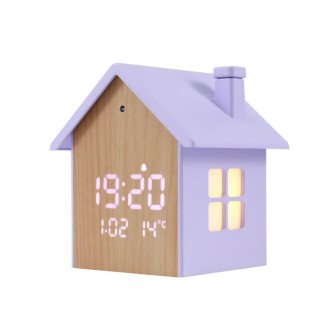 Relógio Despertador Led Casinha Lavanda iTOTAL