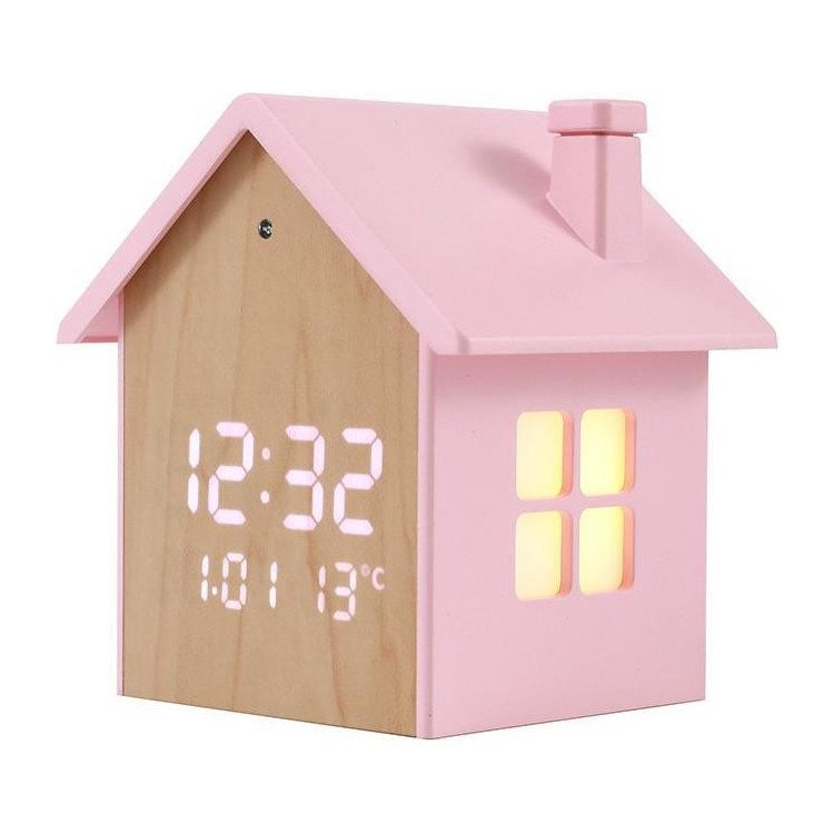 Relógio Despertador Led Casinha Rosa iTOTAL