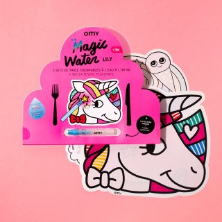 Individuais de Mesa Colorir Com Água Unicórnio Omy