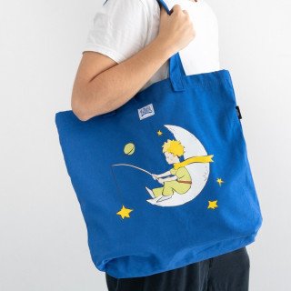 Saco Tote Bag Azul com mola e bolso interior - O Principezinho
