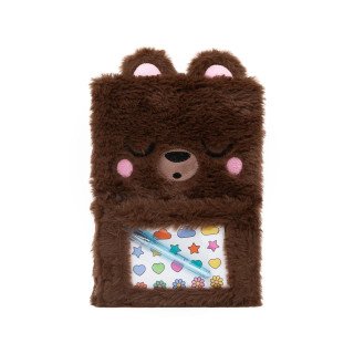 Caderno A5 de Peluche com Bolso e Extras - Lazy ursinho