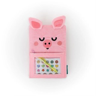 Caderno A5 de Peluche com Bolso e Extras - Lazy Porquinho