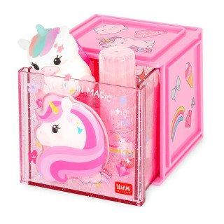 Caixa arrumação de mesa empilhável Unicórnio Legami
