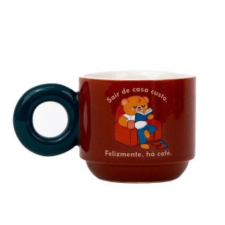 Caneca empilhável Urso - Sair de casa custa. Felizmente, há café.
