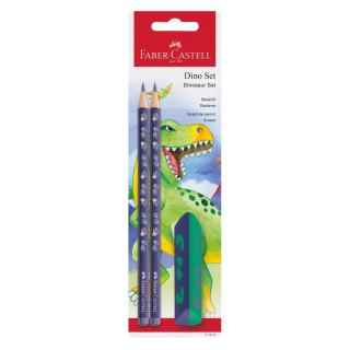 Conjunto 2 Lápis+Borracha Dino Faber-Castell