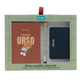 Caderno+Porta-Cartões+Caneta Apagável Urso