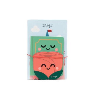 Conjunto 3 Cadernos bloco de notas com Aroma - Castelo, Livro e Rosa