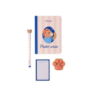 Kit caderno A6 + caneta apagável Bo-Bo + vela + to-do list - Poder-ursa