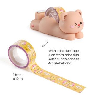 Fita decorativa Washi Tape + Desenrolador Urso