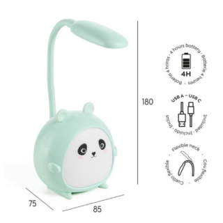 Luz de presença LED Panda Verde Menta Back2Fun