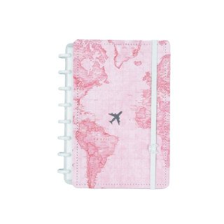 Caderno Inteligente A5 Mapa Mundi Rosa ed. especial Gocase