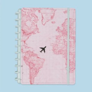 Caderno Inteligente A4 Mapa Mundo Rosa Espcial Gocase