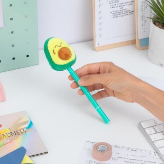 Esferográfica com peluche - Abacate