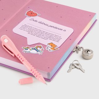 Diário pessoal + Caneta com tinta normal e invisível - Shhh... Não contes a ninguém